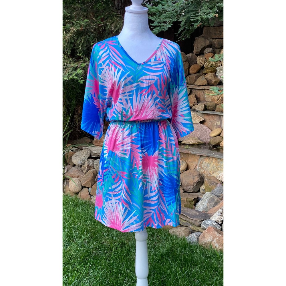 Banana Boat Sundress Size Medium New With Tags UPF 50+ Blue Pink Floral BB854